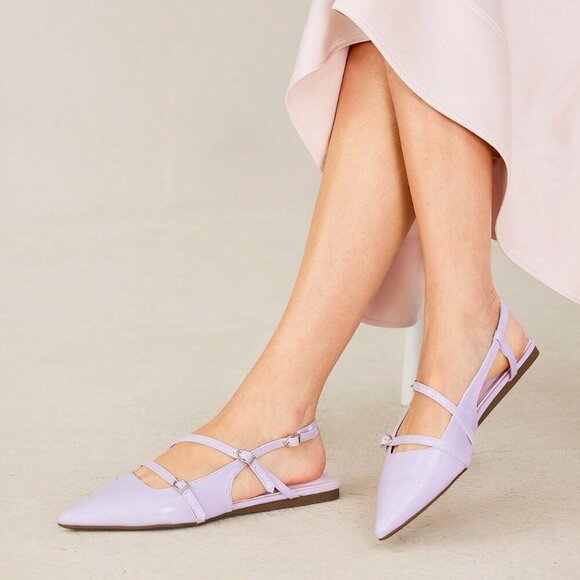 Lilac Purple Sexy Women's Pointed Toe Slingback Flat - Picture 3 of 7